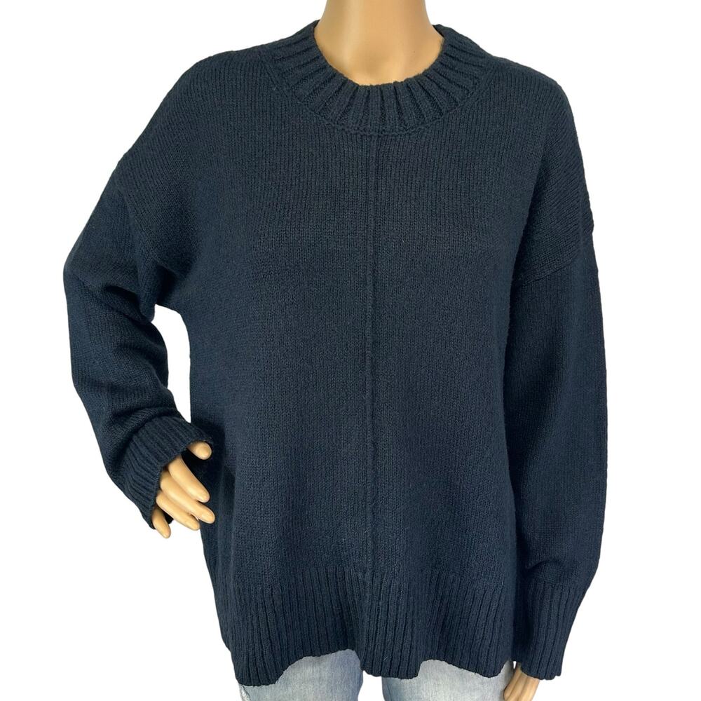 J. Crew Mockneck Boyfriend Sweater Deep Indigo CP356 Size L - Picture 2 of 11
